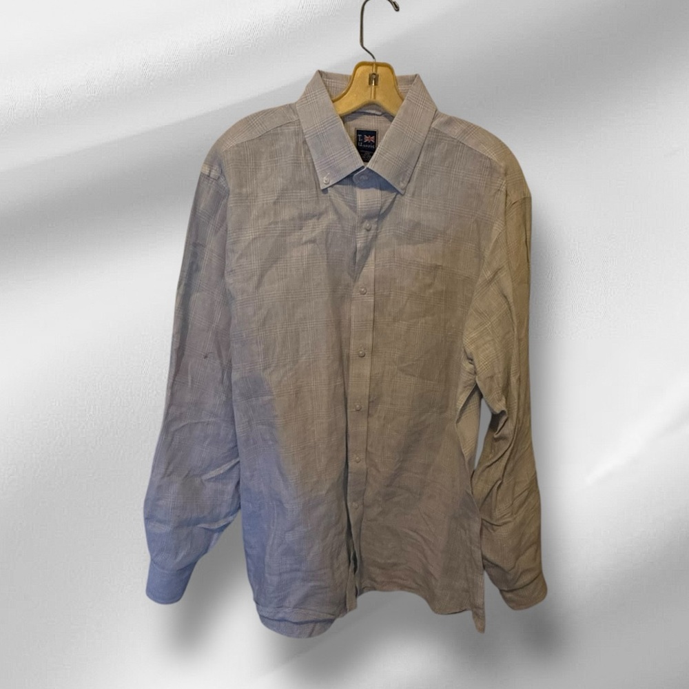 T. Harris Button Down Linen Dress‎ Shirt
